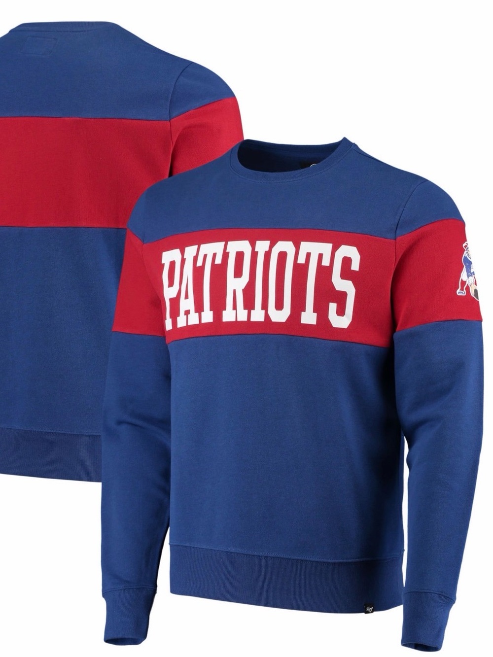 Men's '47 Royal New England Patriots Interstate Throwback Sweatshirt